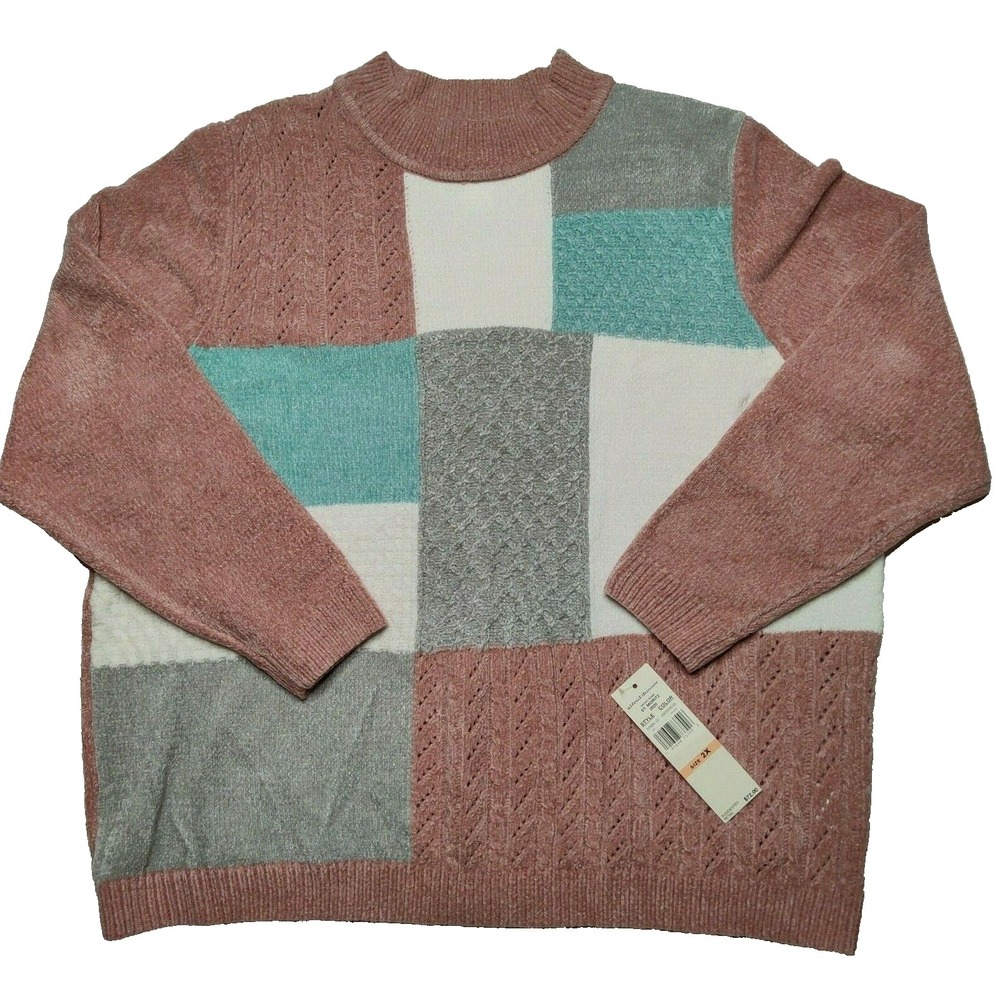 Alfred Dunner St. Moritz Women Plus 2X Acrylic Rayon Tea Rose Sweater NEW